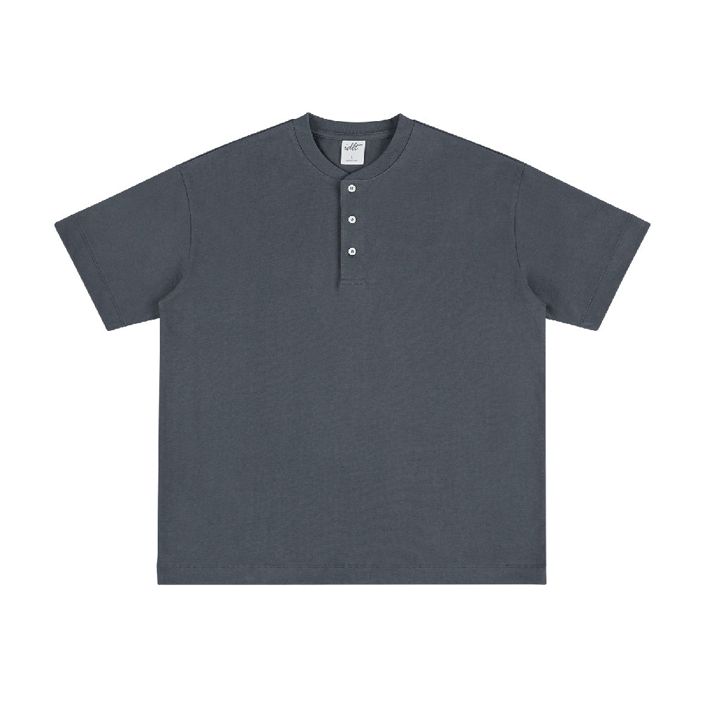 320G Heavyweight Cotton Henley Oversized Tee - chiclara