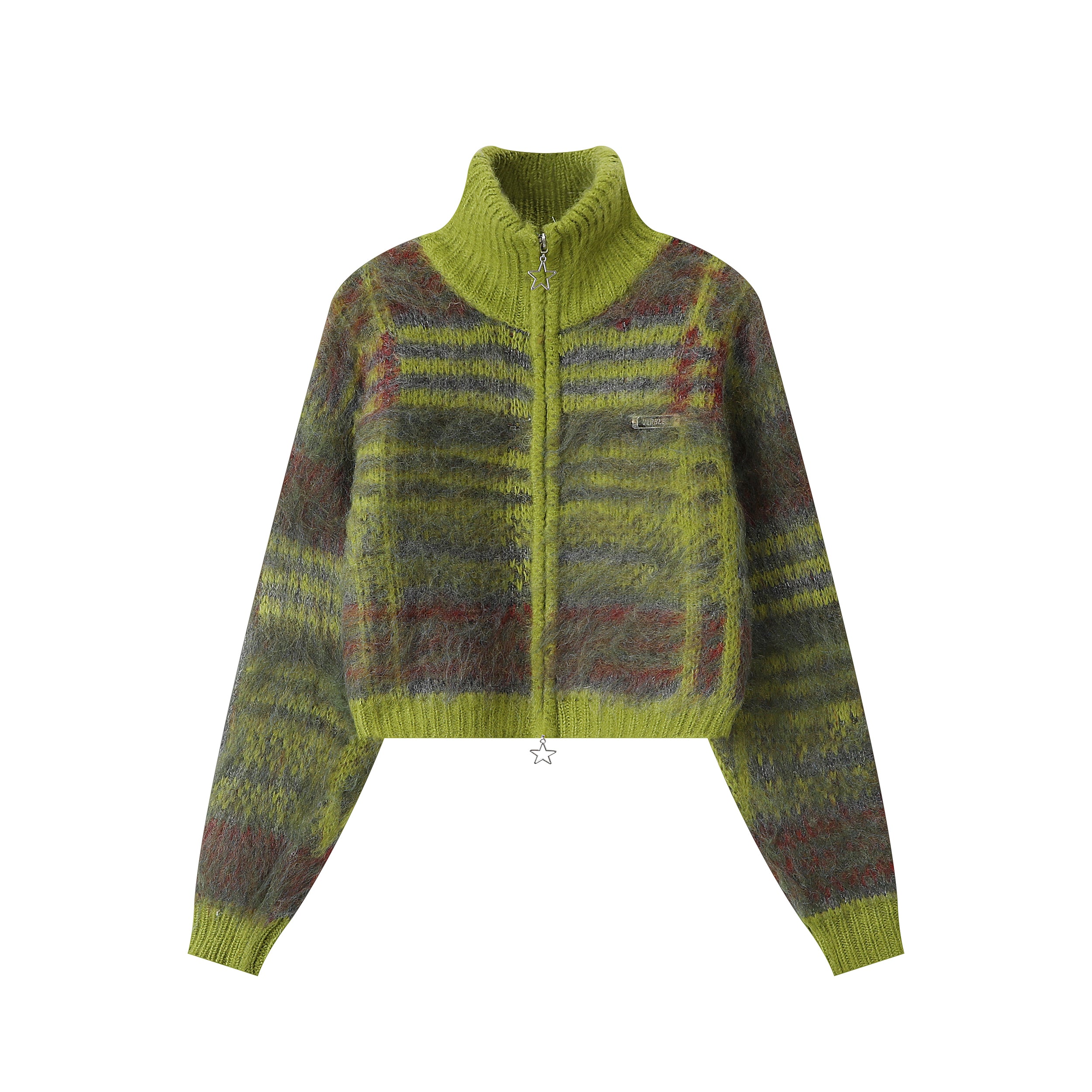 Mohair Strick Reißverschluss Cardigan Pullovermantel