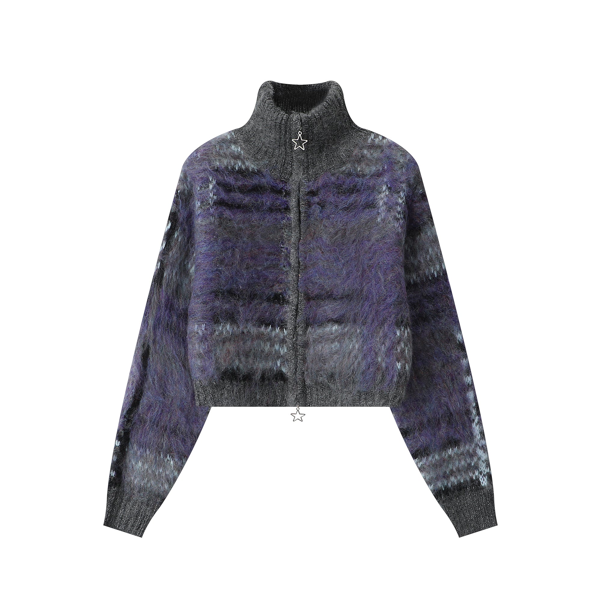 Mohair Strick Reißverschluss Cardigan Pullovermantel
