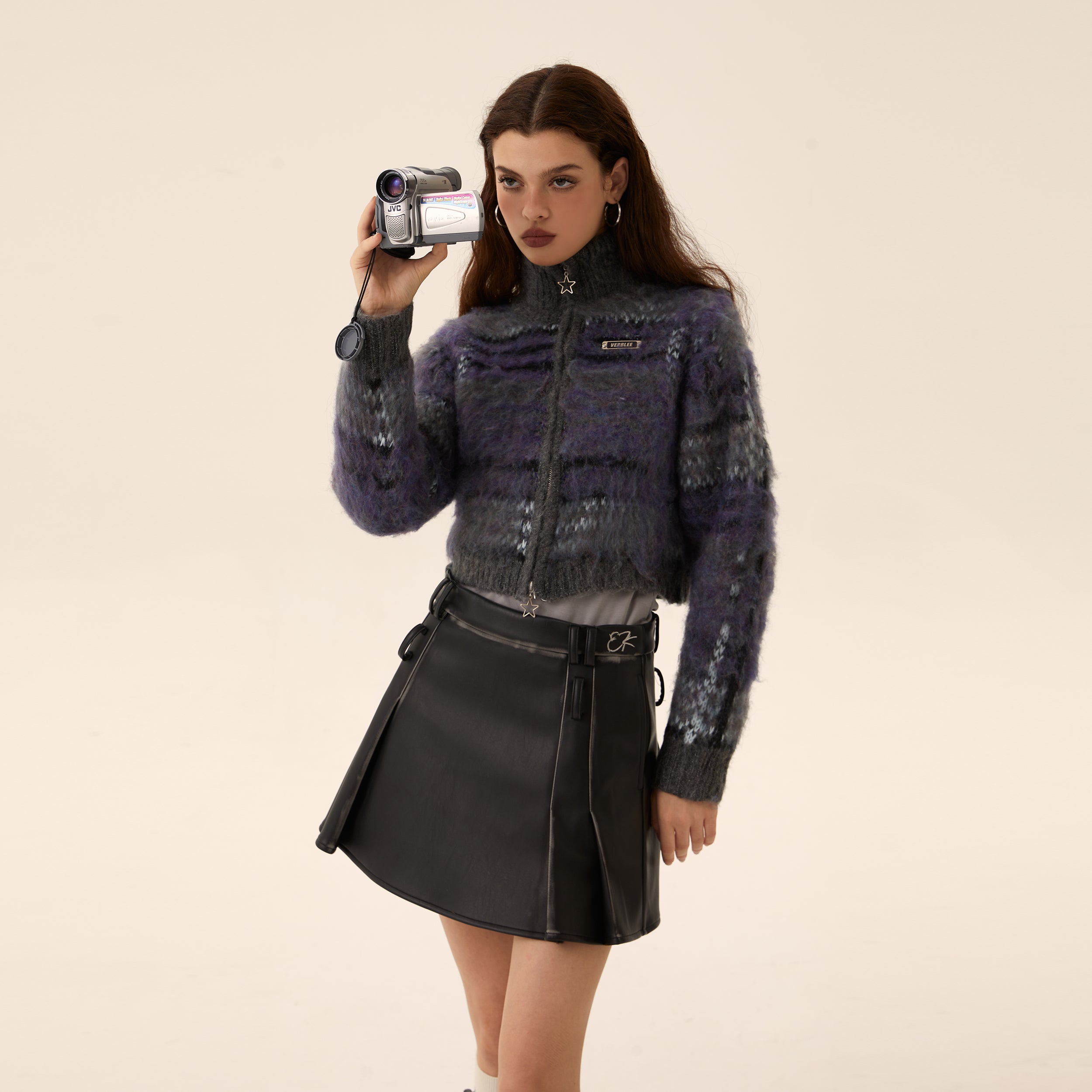 Mohair Strick Reißverschluss Cardigan Pullovermantel