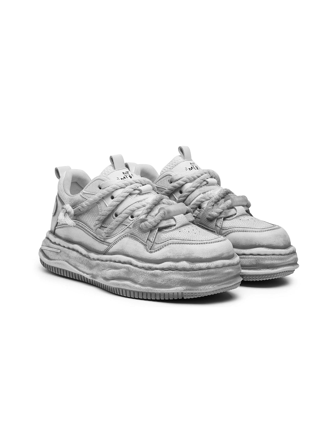 Frayed Fabric Wavy Sole Chunky Sneakers