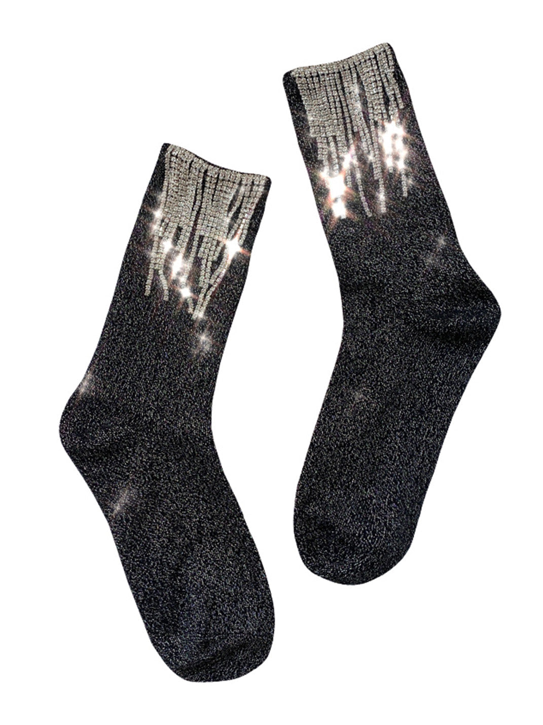 Shiny Rhinestone Tassel Mid-calf Socks