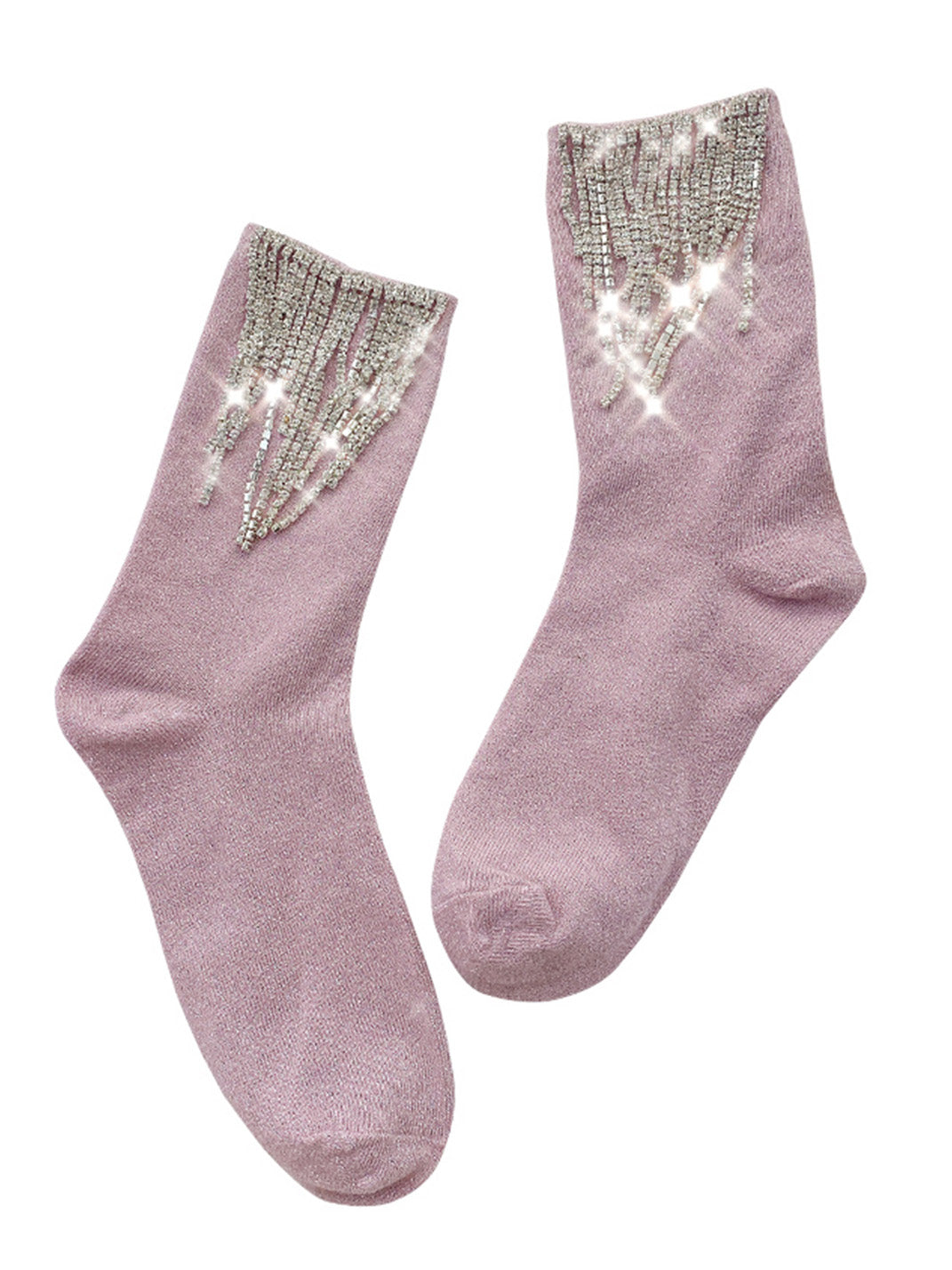 Shiny Rhinestone Tassel Mid-calf Socks