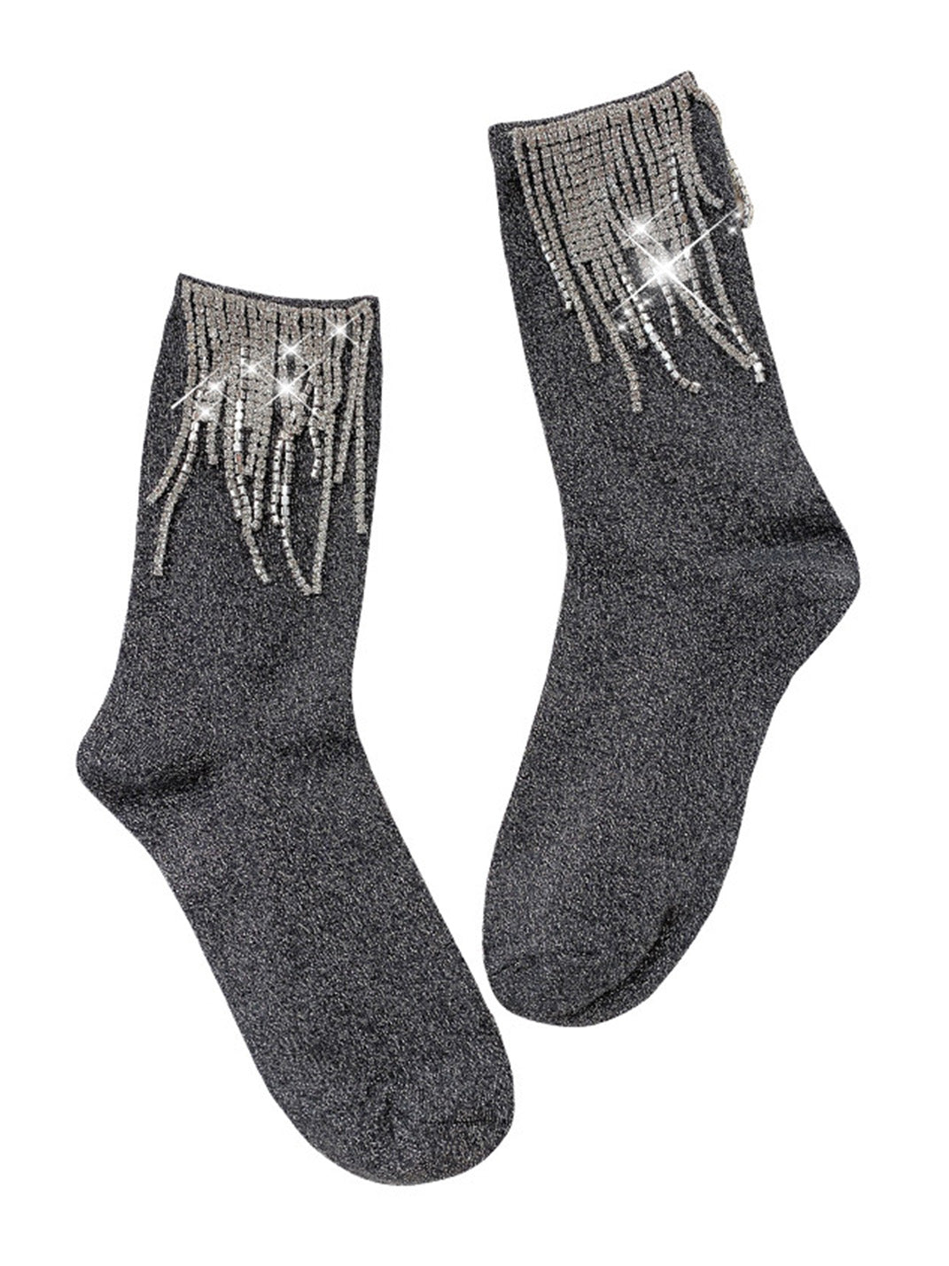 Shiny Rhinestone Tassel Mid-calf Socks