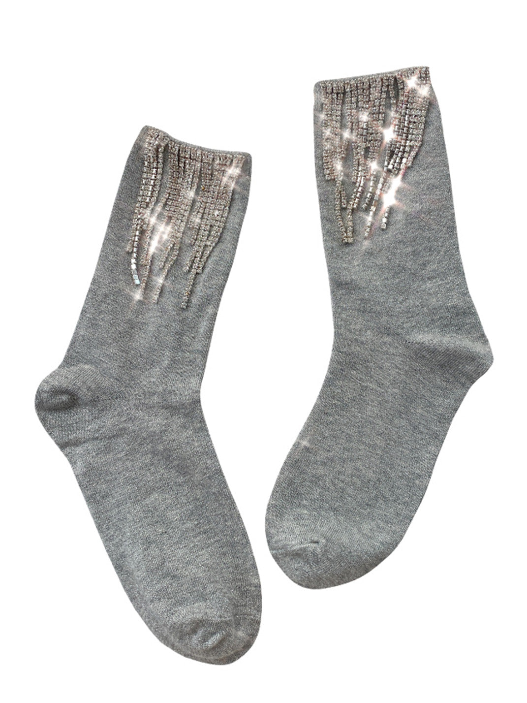 Shiny Rhinestone Tassel Mid-calf Socks