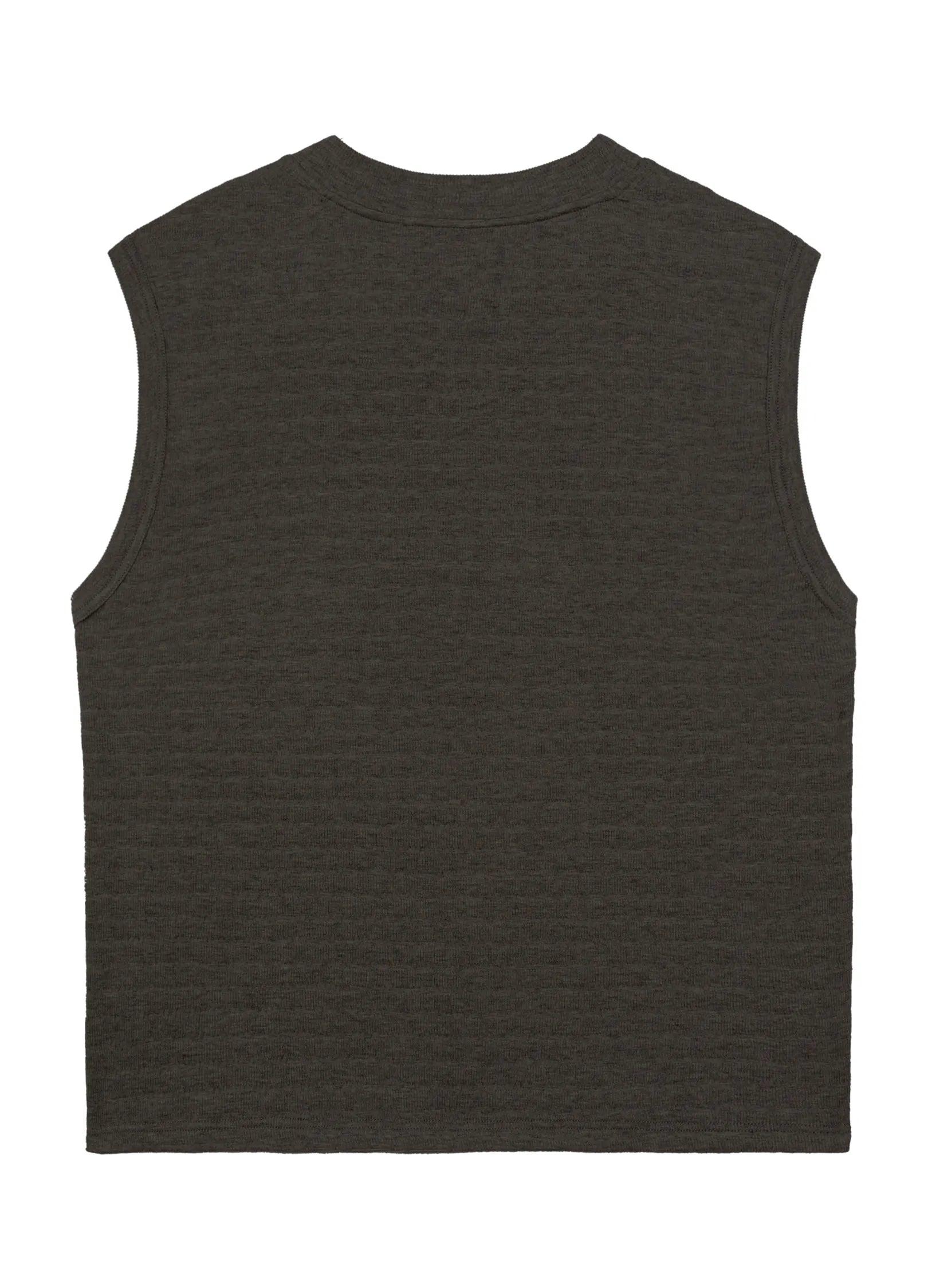 Textured Striped Knit Vest - chiclara