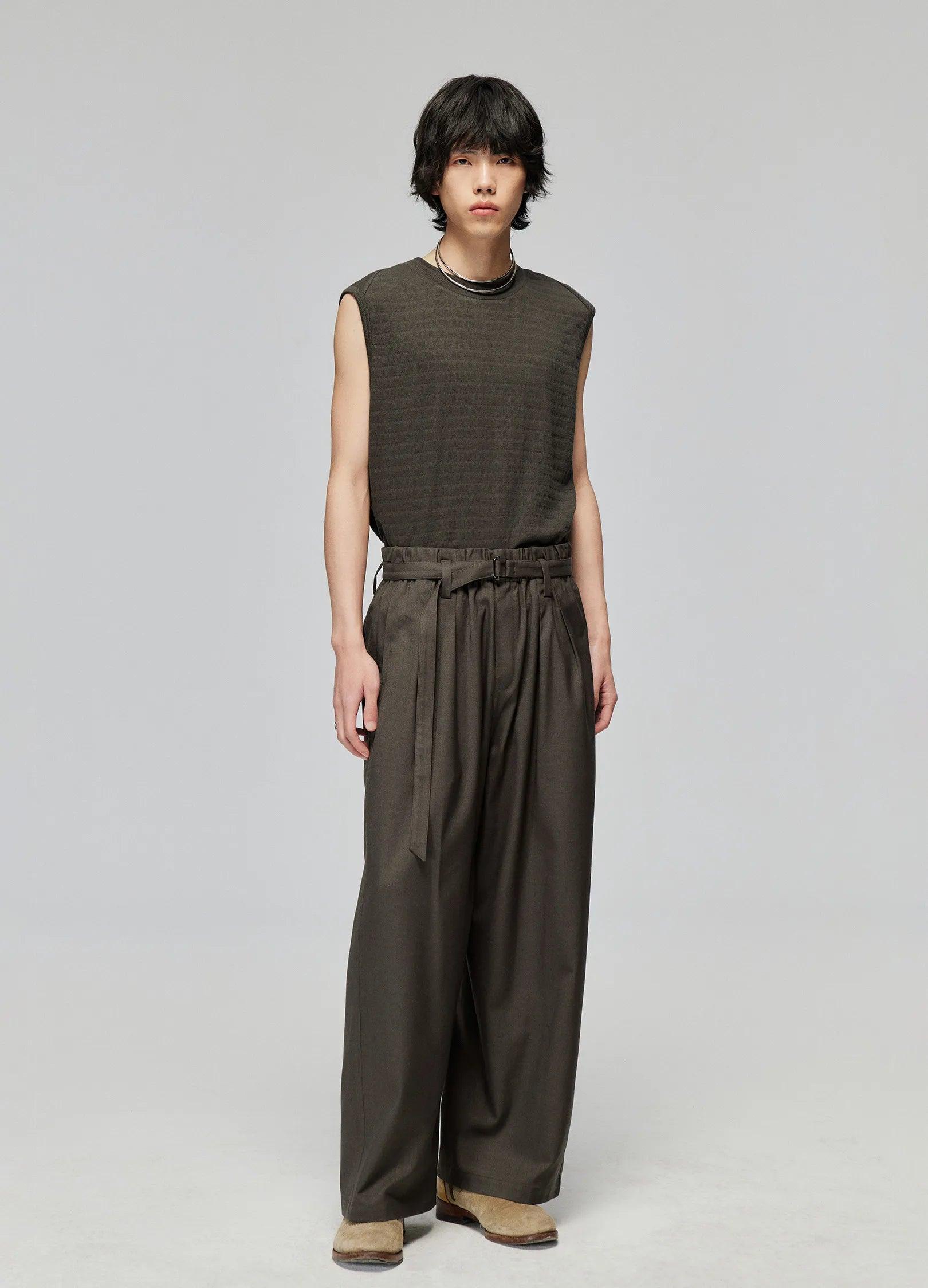 Textured Striped Knit Vest - chiclara