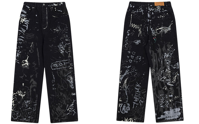 Graffiti-Kunstweit-Bein-Jeans