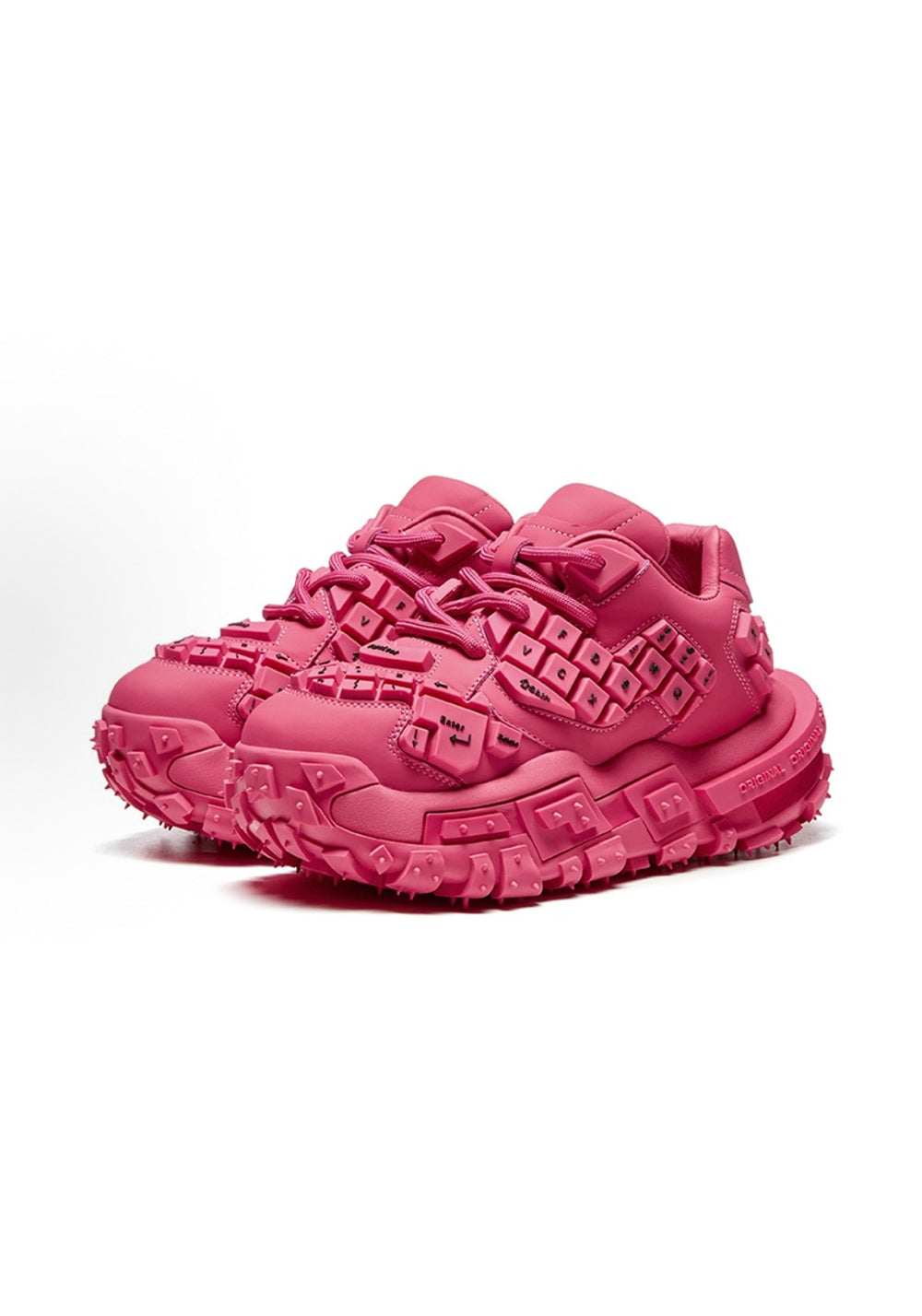 Pink and Red Chunky Keyboard Dad Sneakers