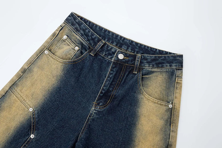Jeans de mezclilla de corte recto de ácido arquitectónico