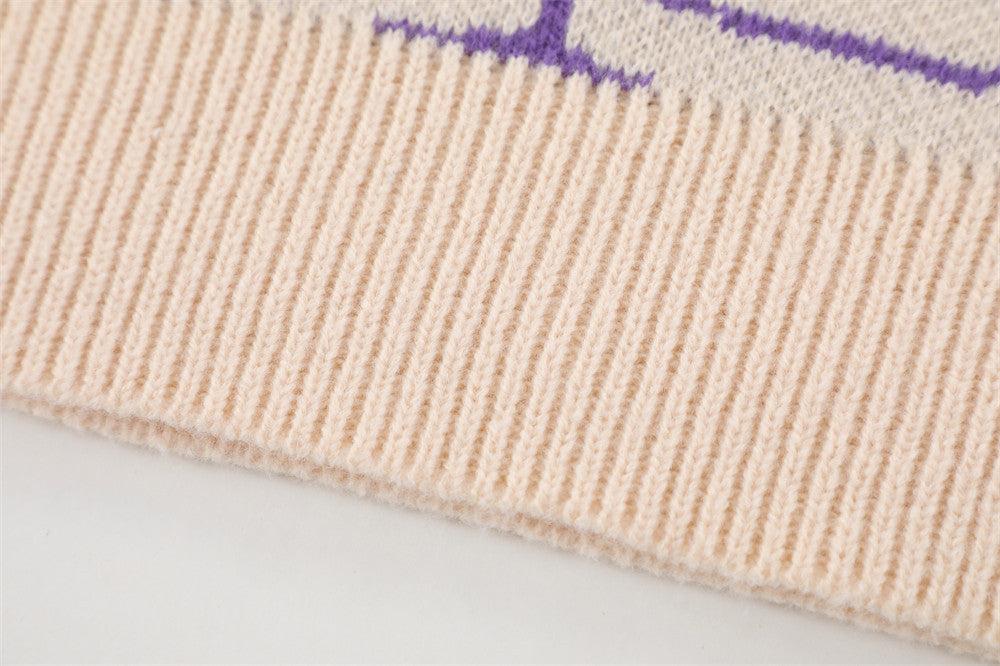 Pull en tricot Web beige et violet Spider