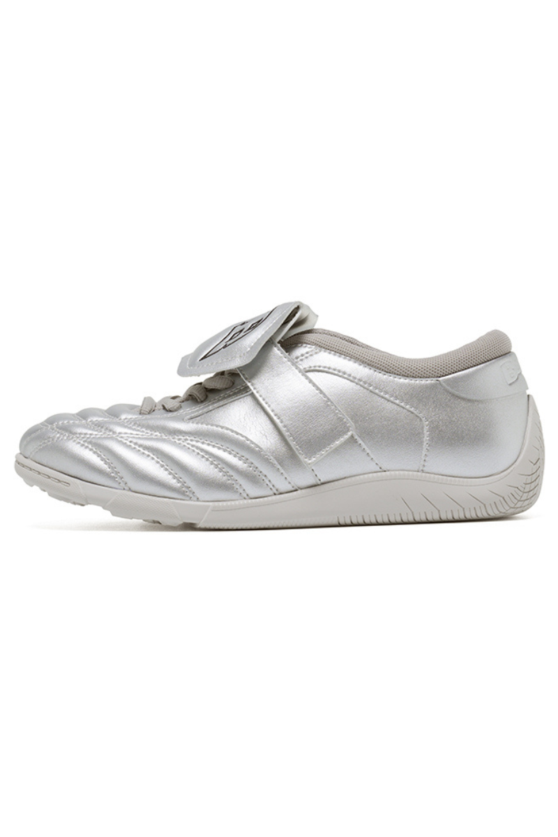 Metallic Silver Velcro Athletic Training Shoes