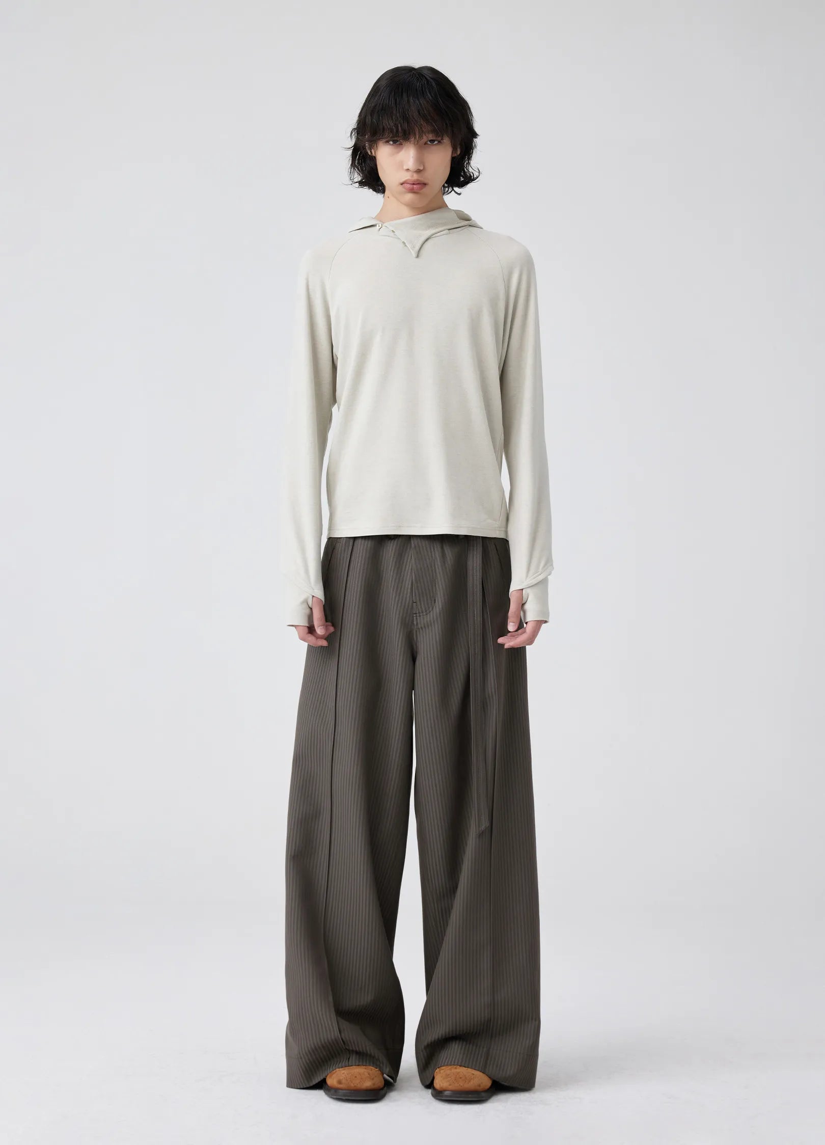 Classic Slit Collar Cotton Sweater