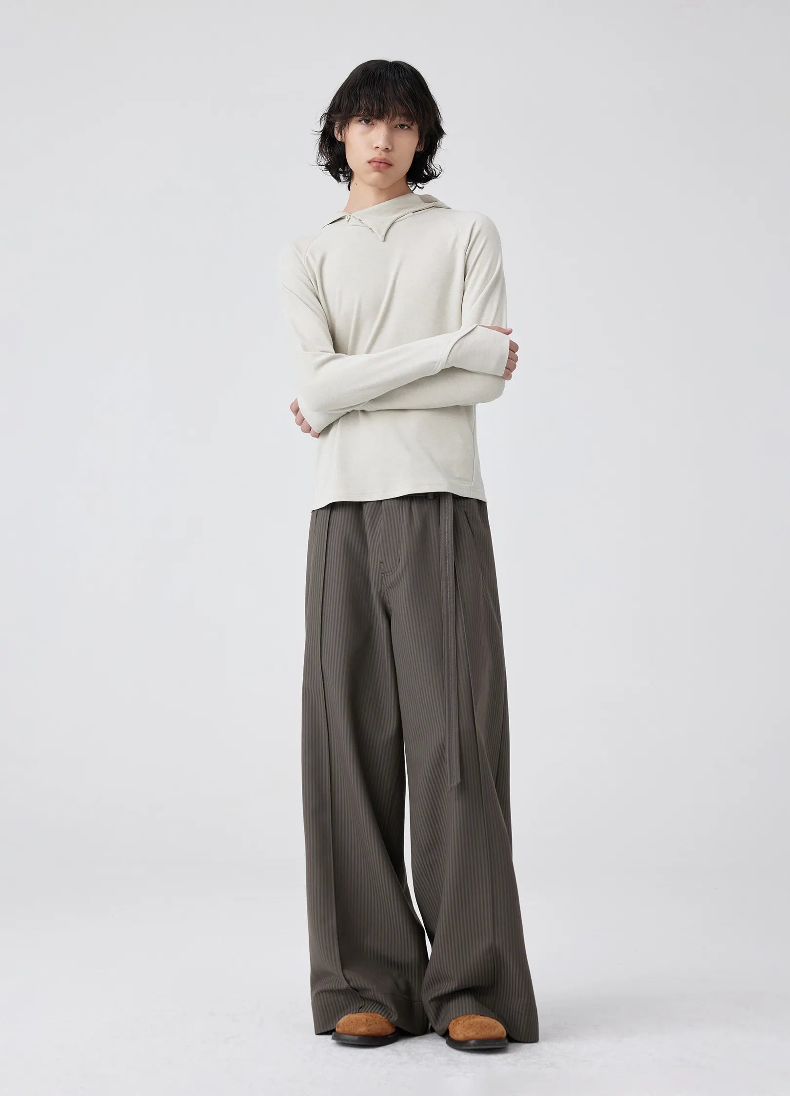 Classic Slit Collar Cotton Sweater