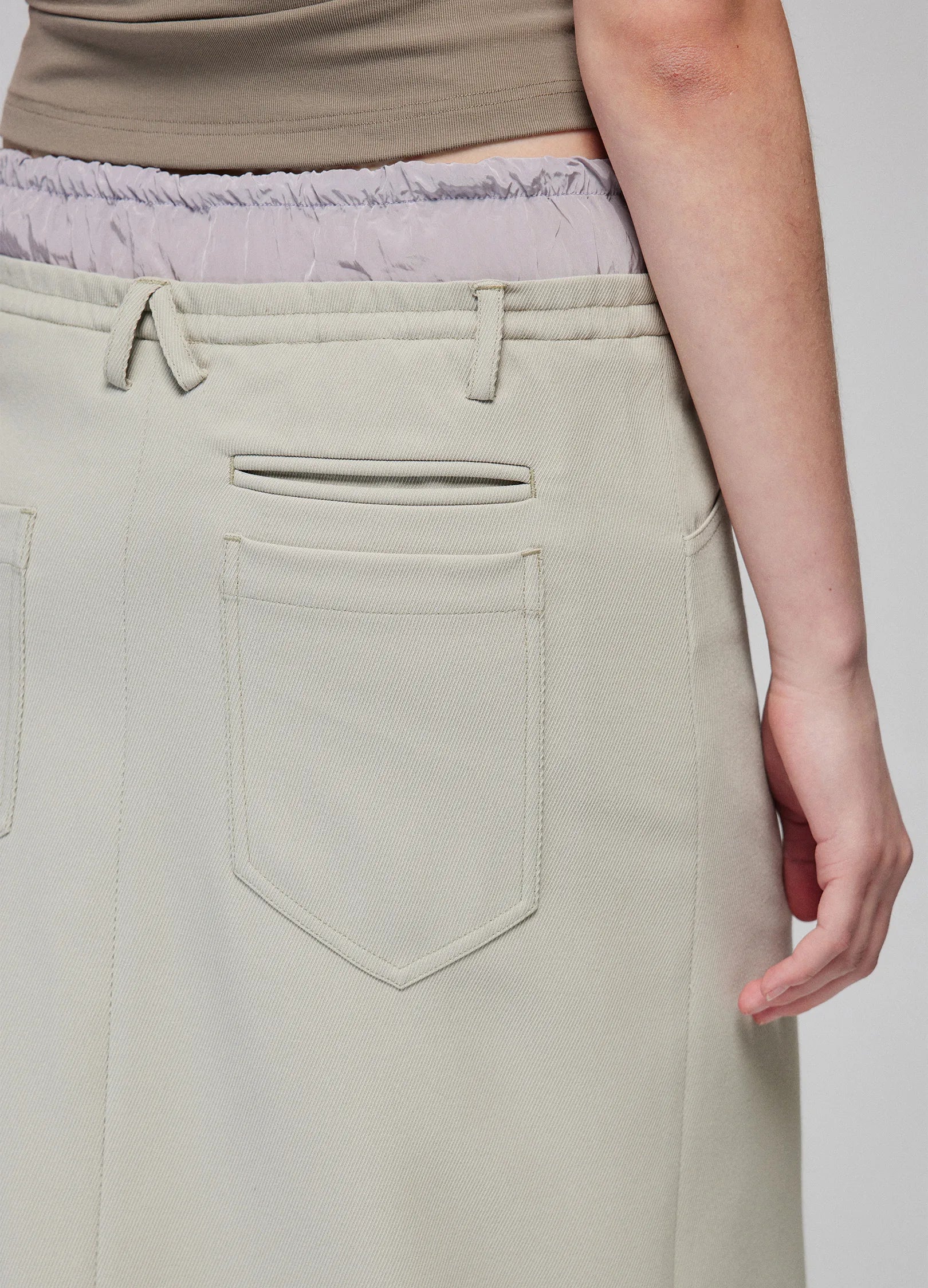 Slit Patchwork Midi Skirt