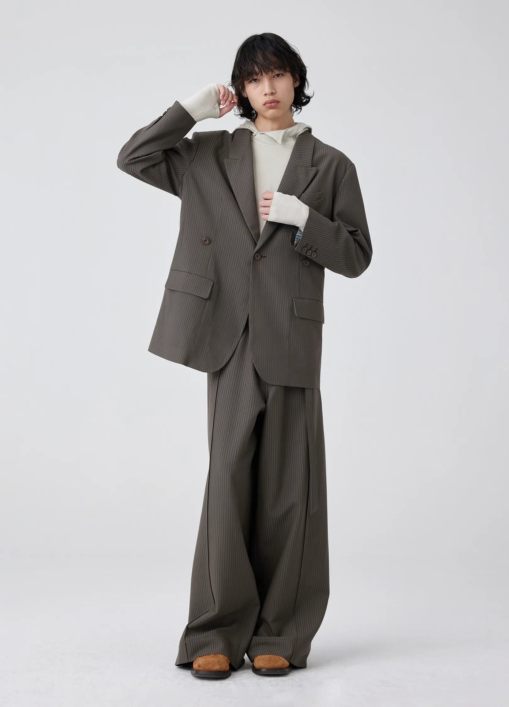Pinstripe Oversized Suit Blazer