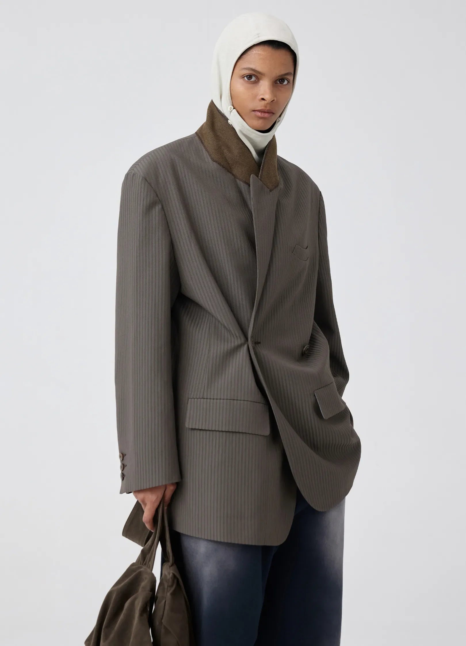 Pinstripe Oversized Suit Blazer