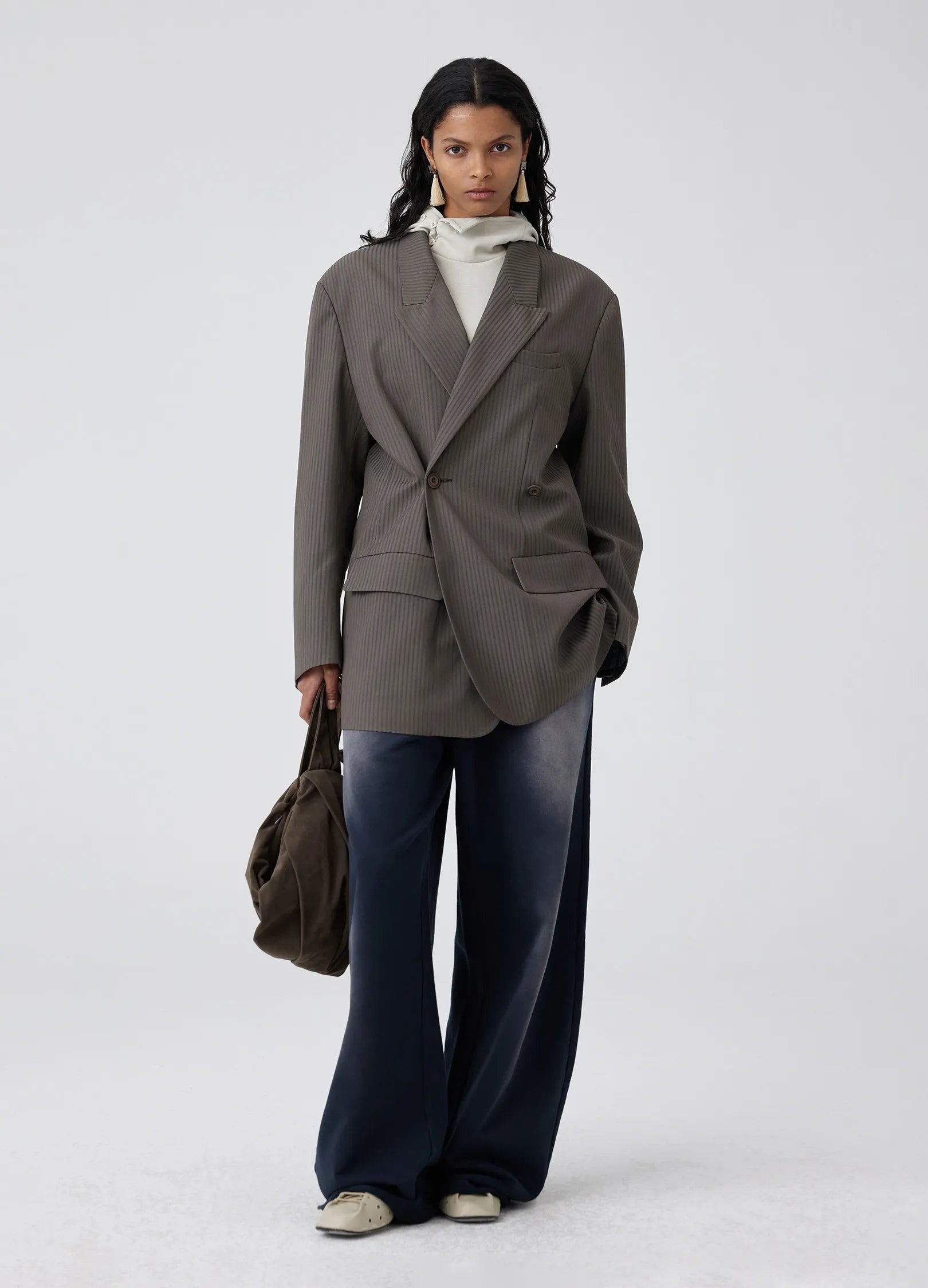 Pinstripe Oversized Suit Blazer