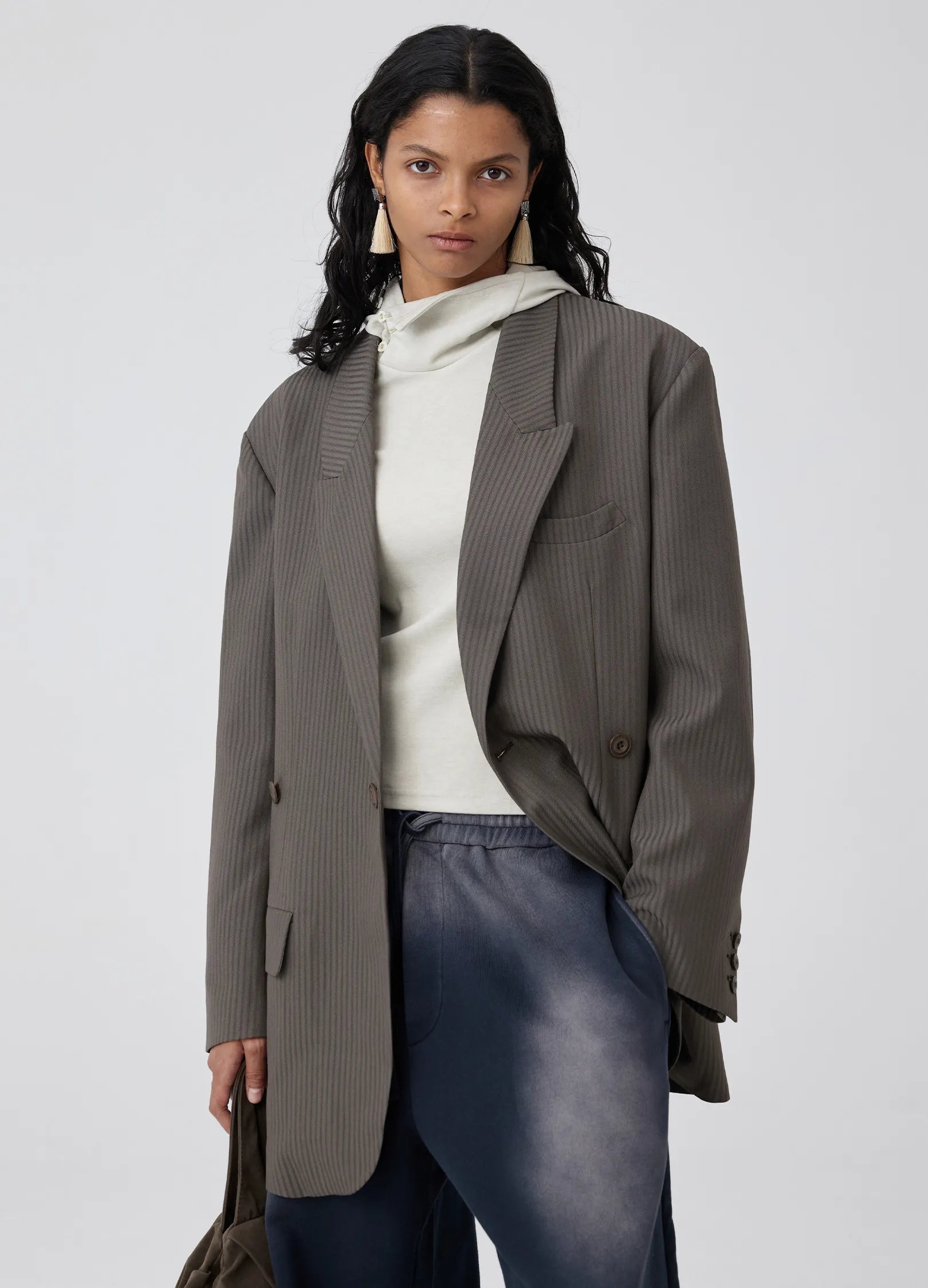 Pinstripe Oversized Suit Blazer