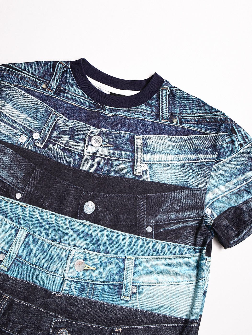 T-shirt imprimé de la taille en denim