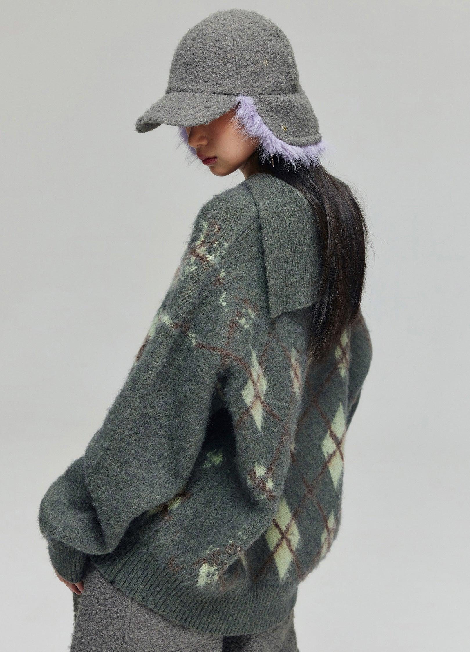 Cozy Tartan Patterned Wool Blend Hoodie - chiclara
