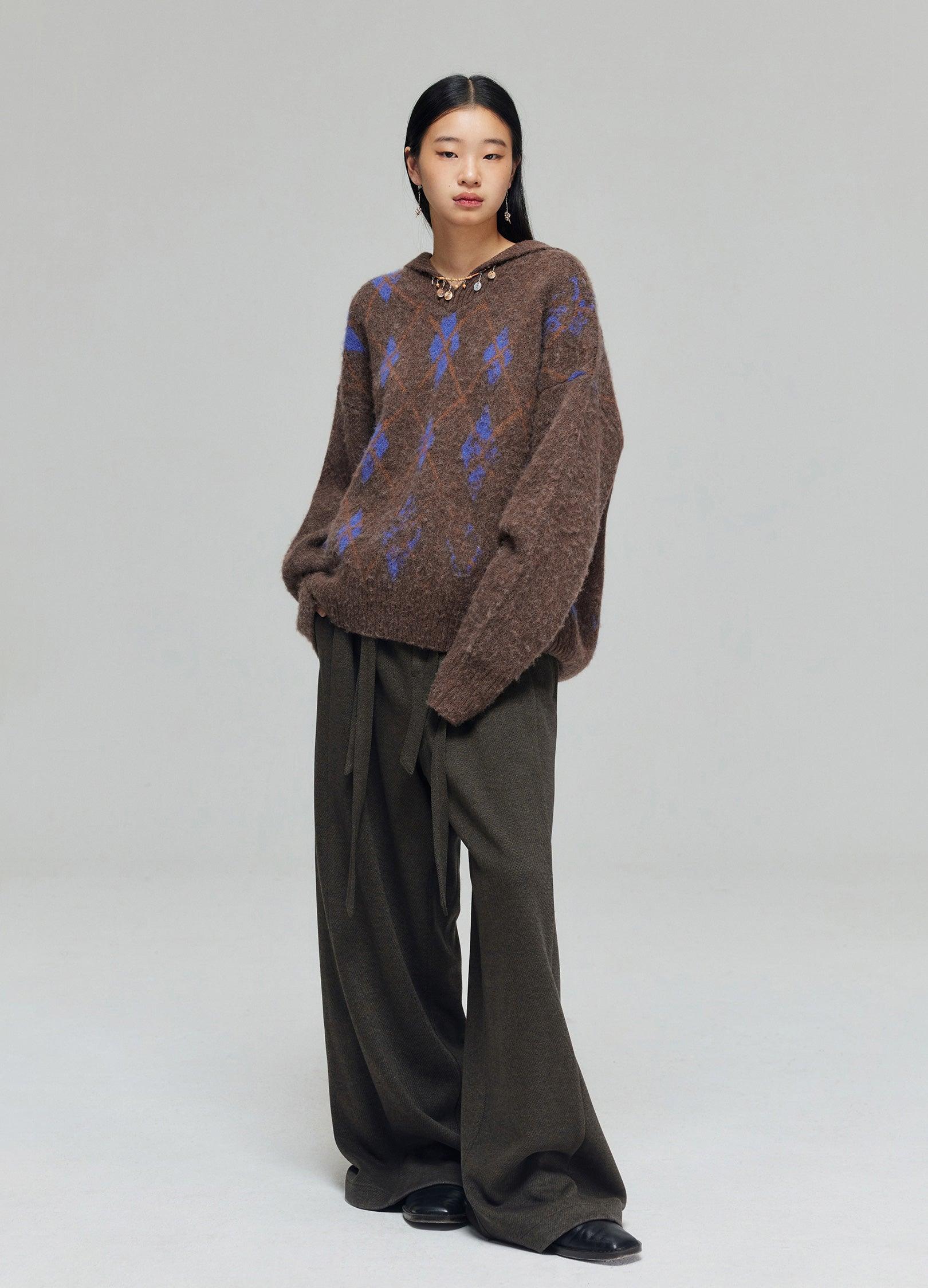 Cozy Tartan Patterned Wool Blend Hoodie - chiclara