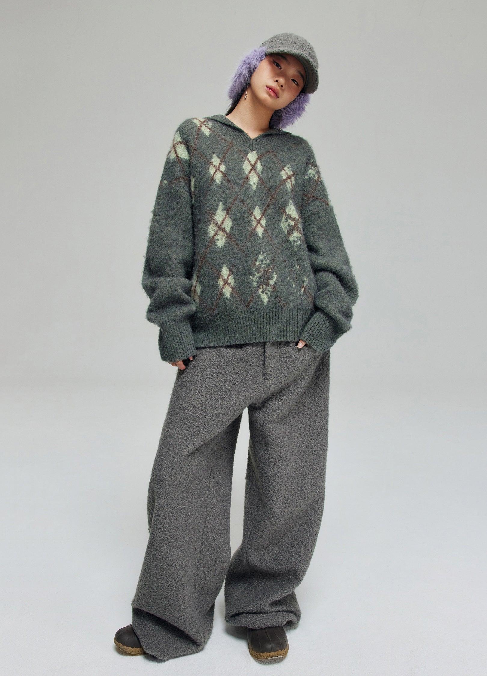Cozy Tartan Patterned Wool Blend Hoodie - chiclara