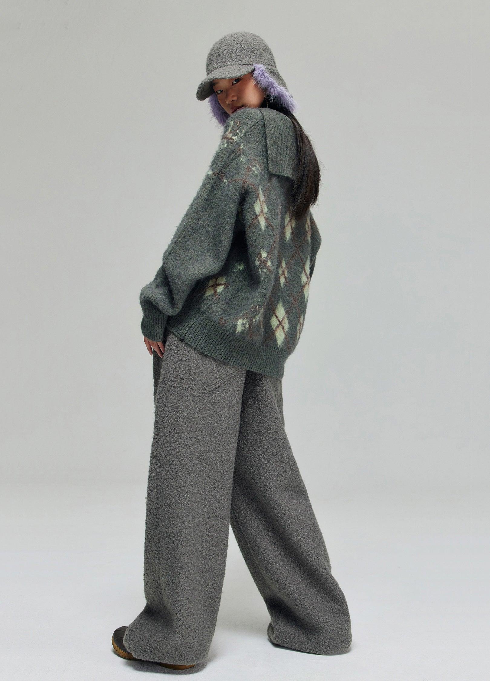 Cozy Tartan Patterned Wool Blend Hoodie - chiclara