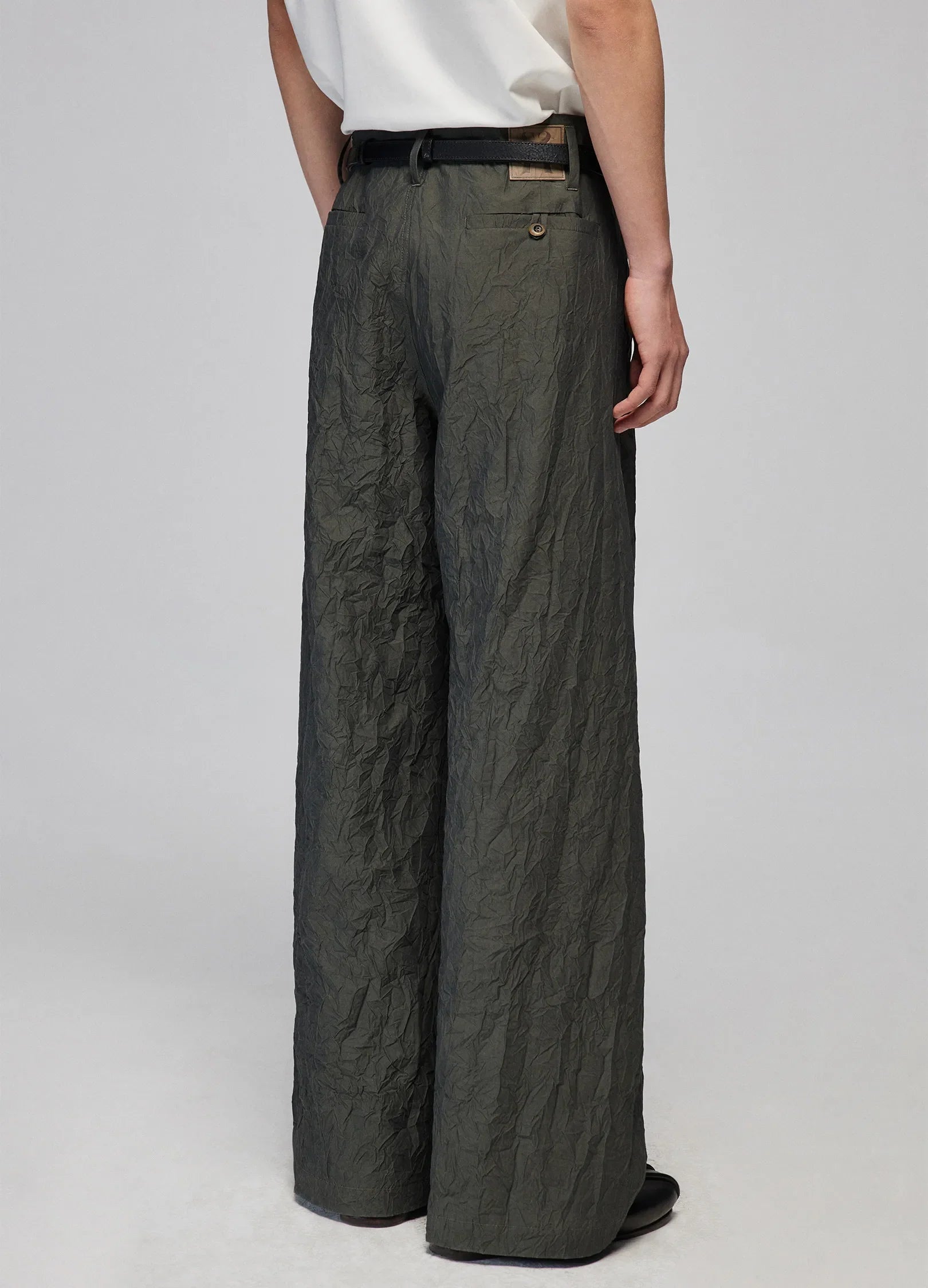 Strukturierte lose Hose mit breitem Bein