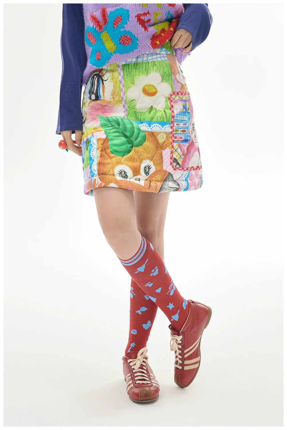 Patchwork Print Mini Skirt