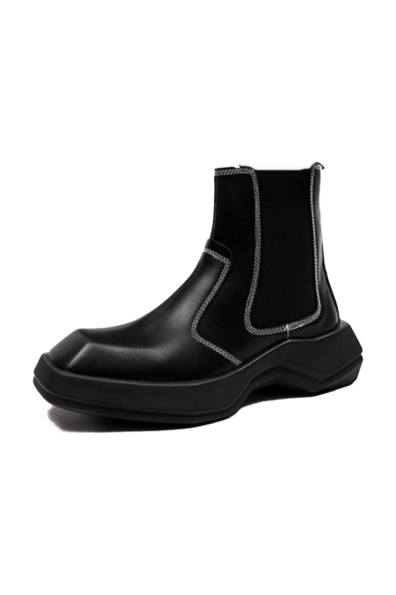 Contrast Stitch Platform Boots