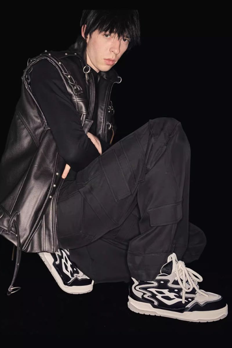 Black and White Retro Wave Sneakers