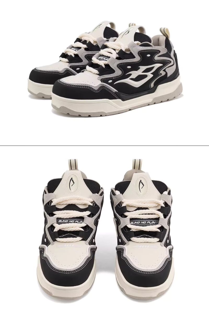 Black and White Retro Wave Sneakers