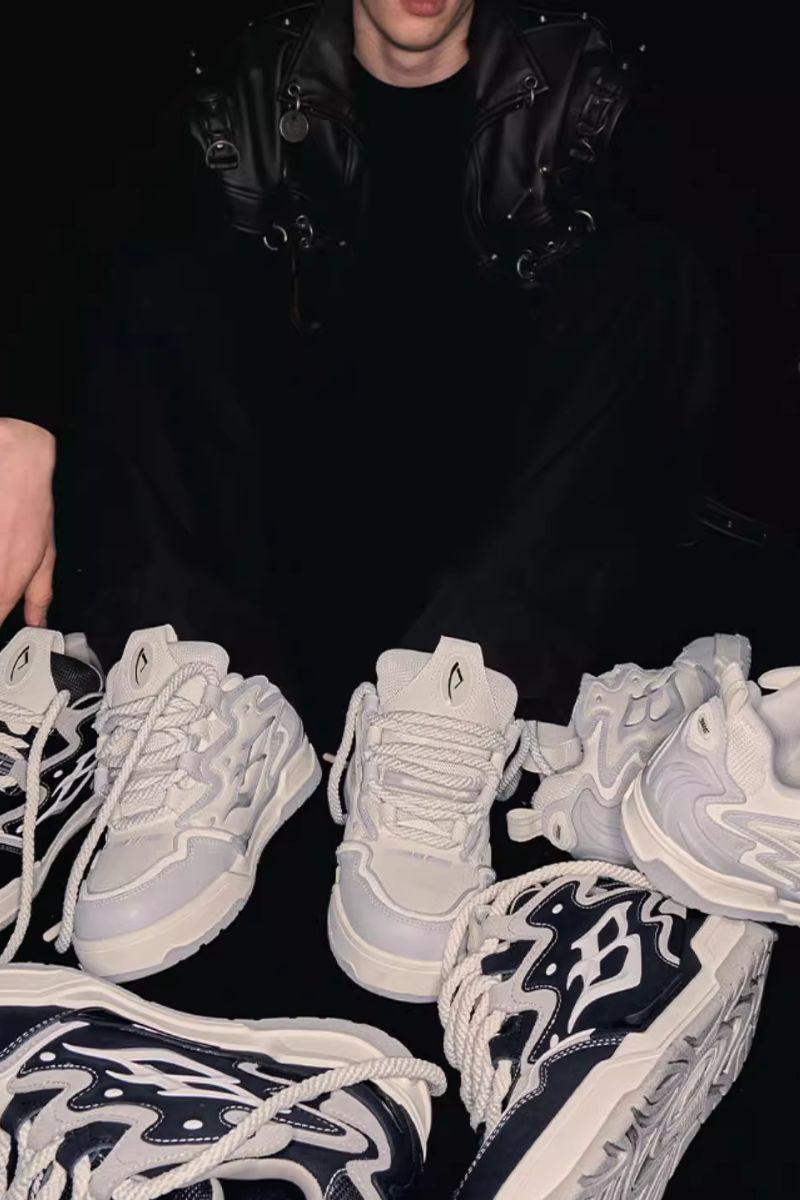 Black and White Retro Wave Sneakers