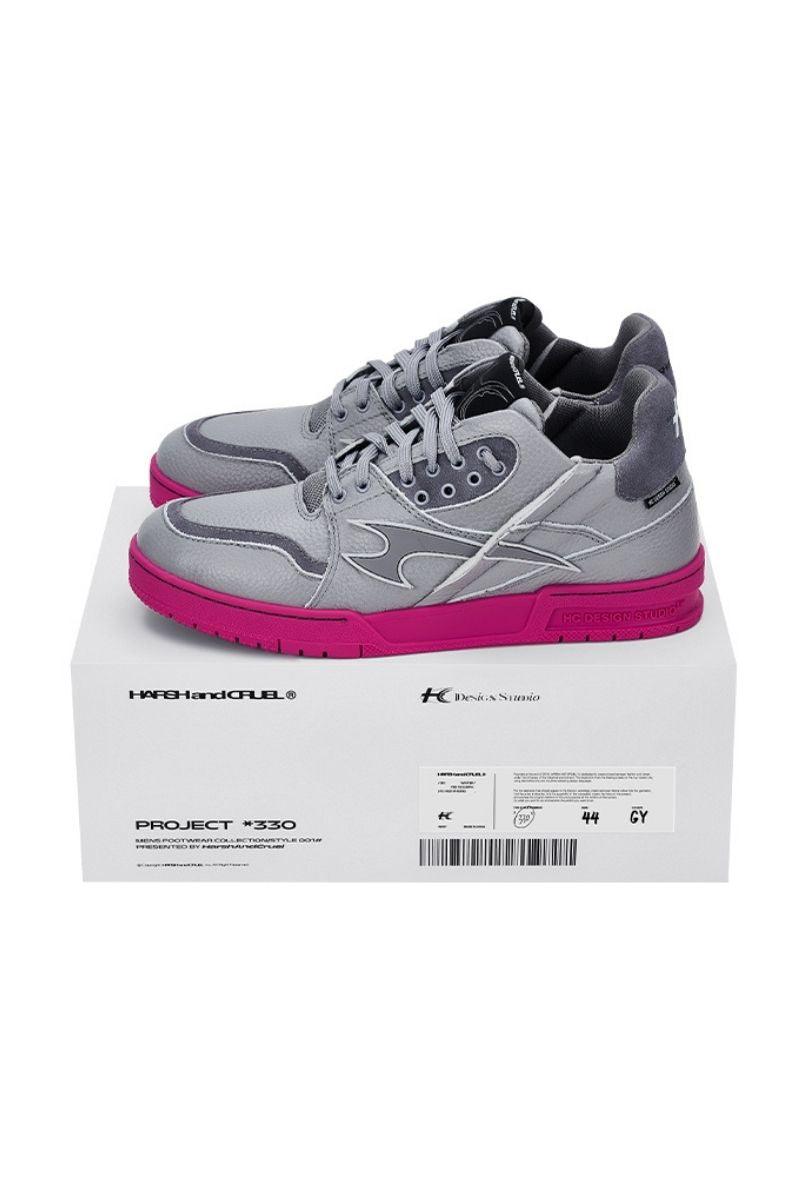 Grey and Pink Classic Low Top Sneakers