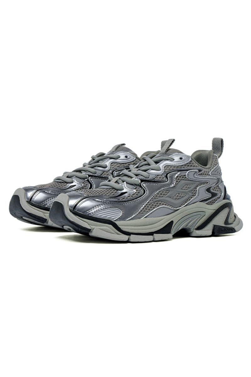 Triple Grey Metallic Chunky Sneakers