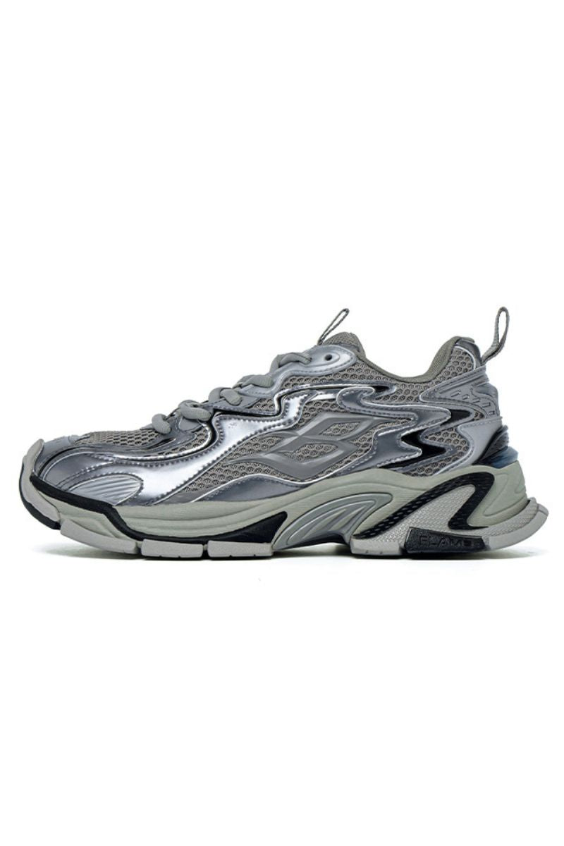 Triple Grey Metallic Chunky Sneakers