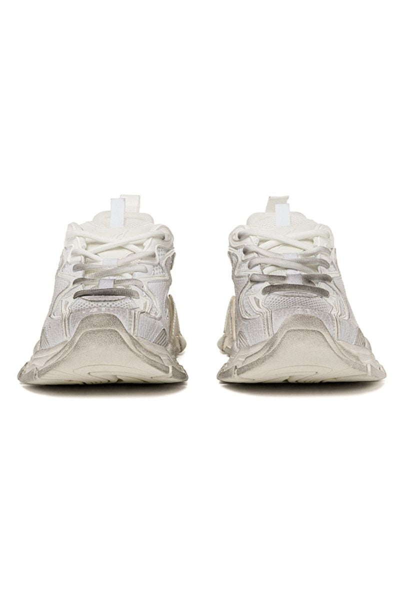 Triple White Chunky Mesh Sneakers