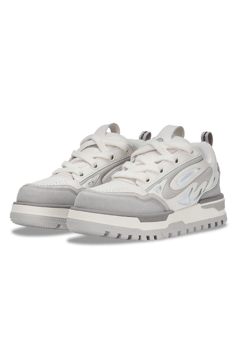 White and Grey Platform Chunky Sneakers