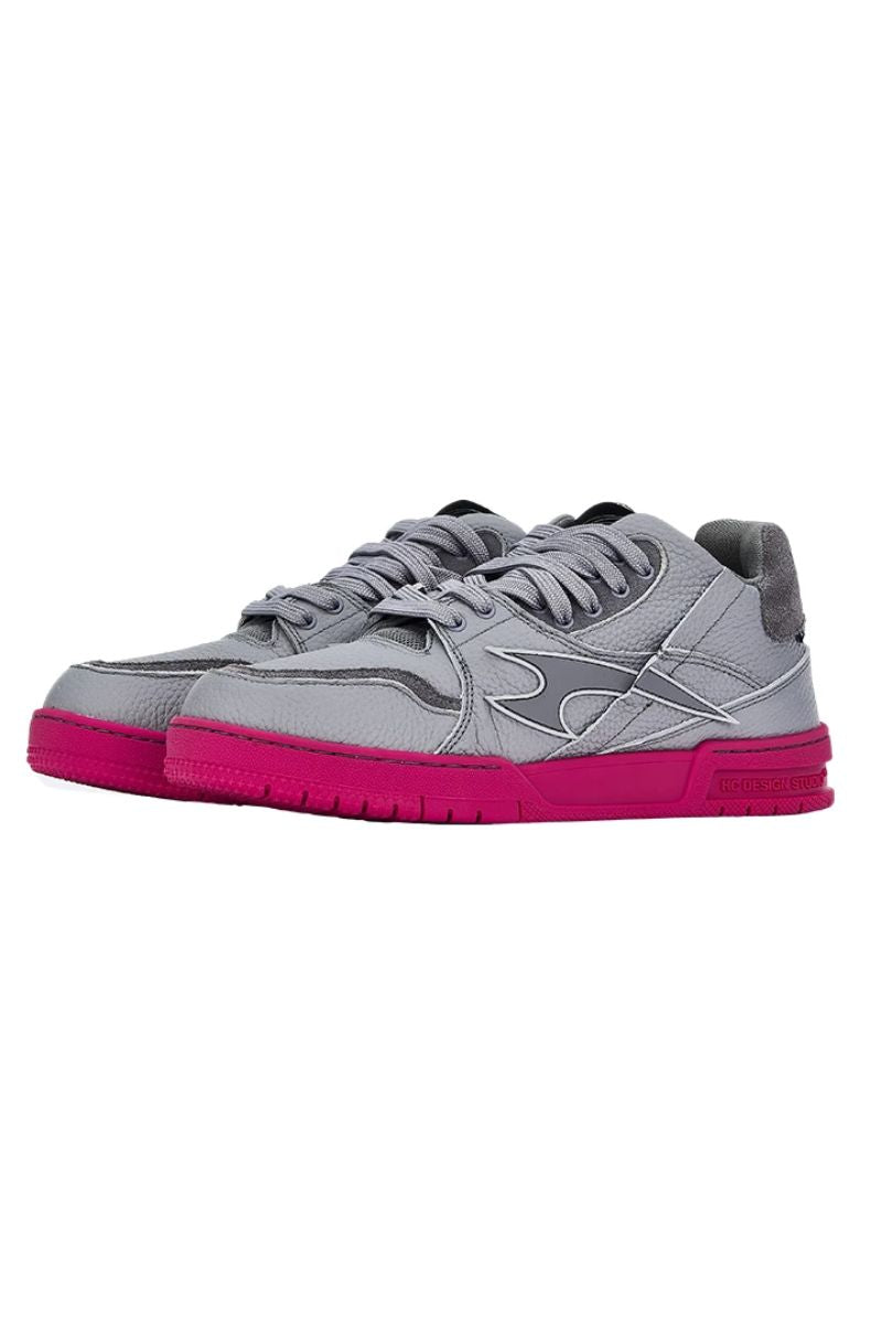 Grey and Pink Classic Low Top Sneakers