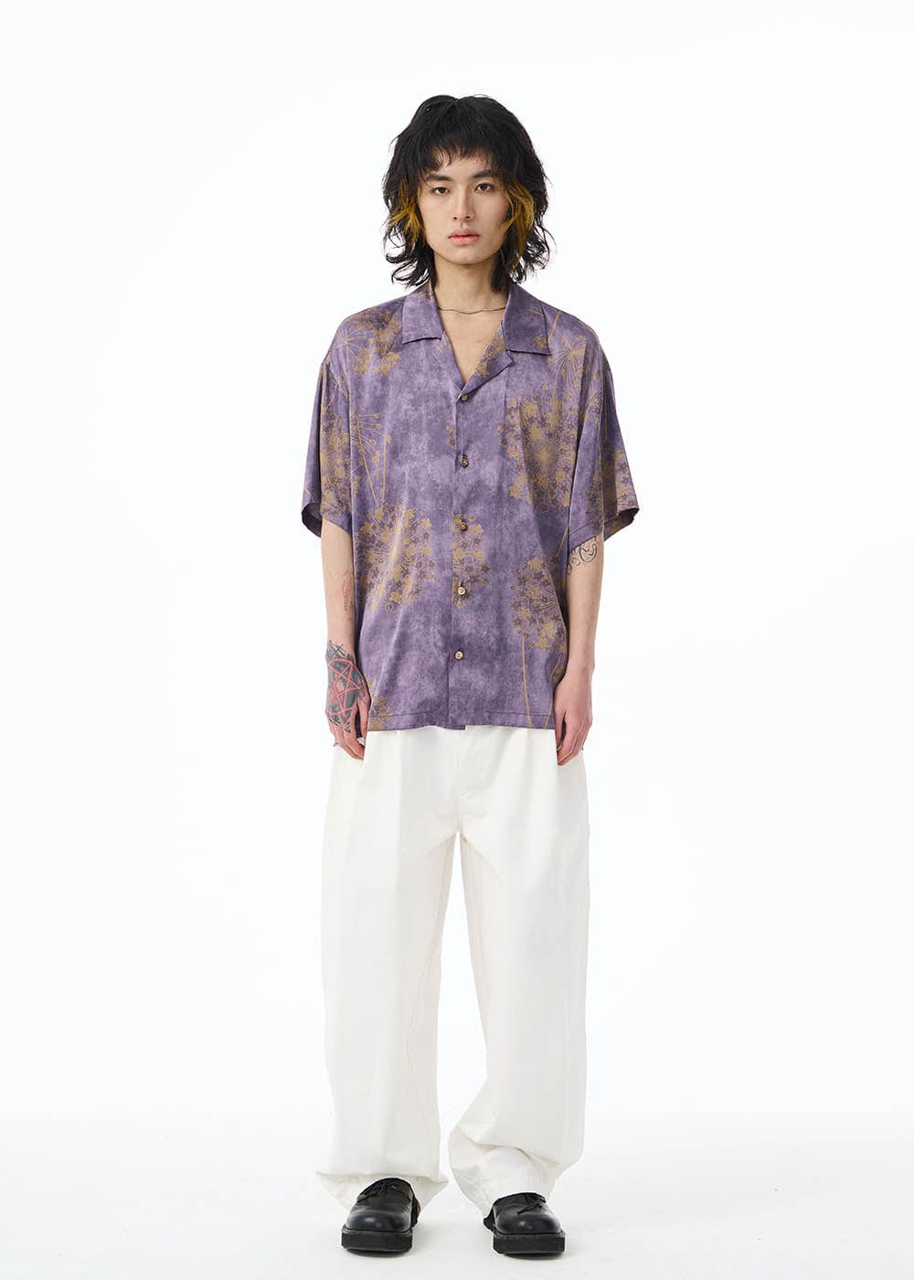Chemise de villégiature à imprimé pissenlit