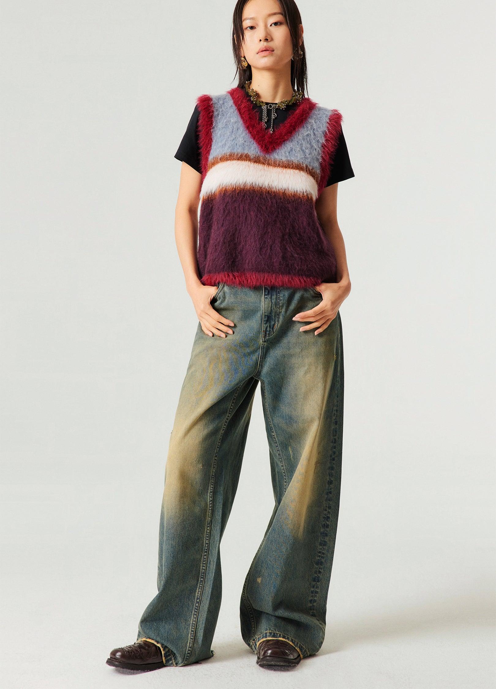 Retro-Inspired Wide Leg Denim Jeans - chiclara