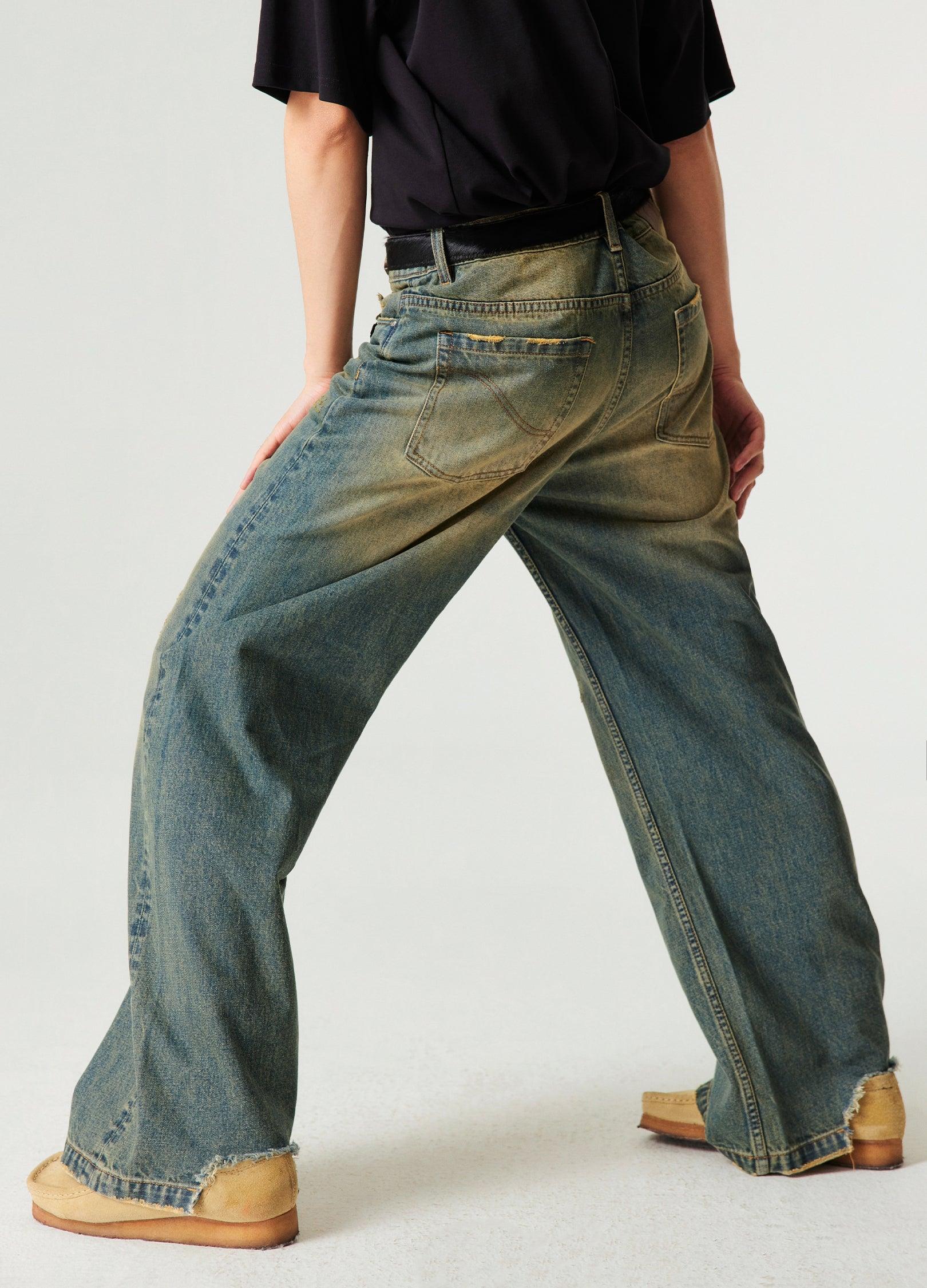 Retro-Inspired Wide Leg Denim Jeans - chiclara