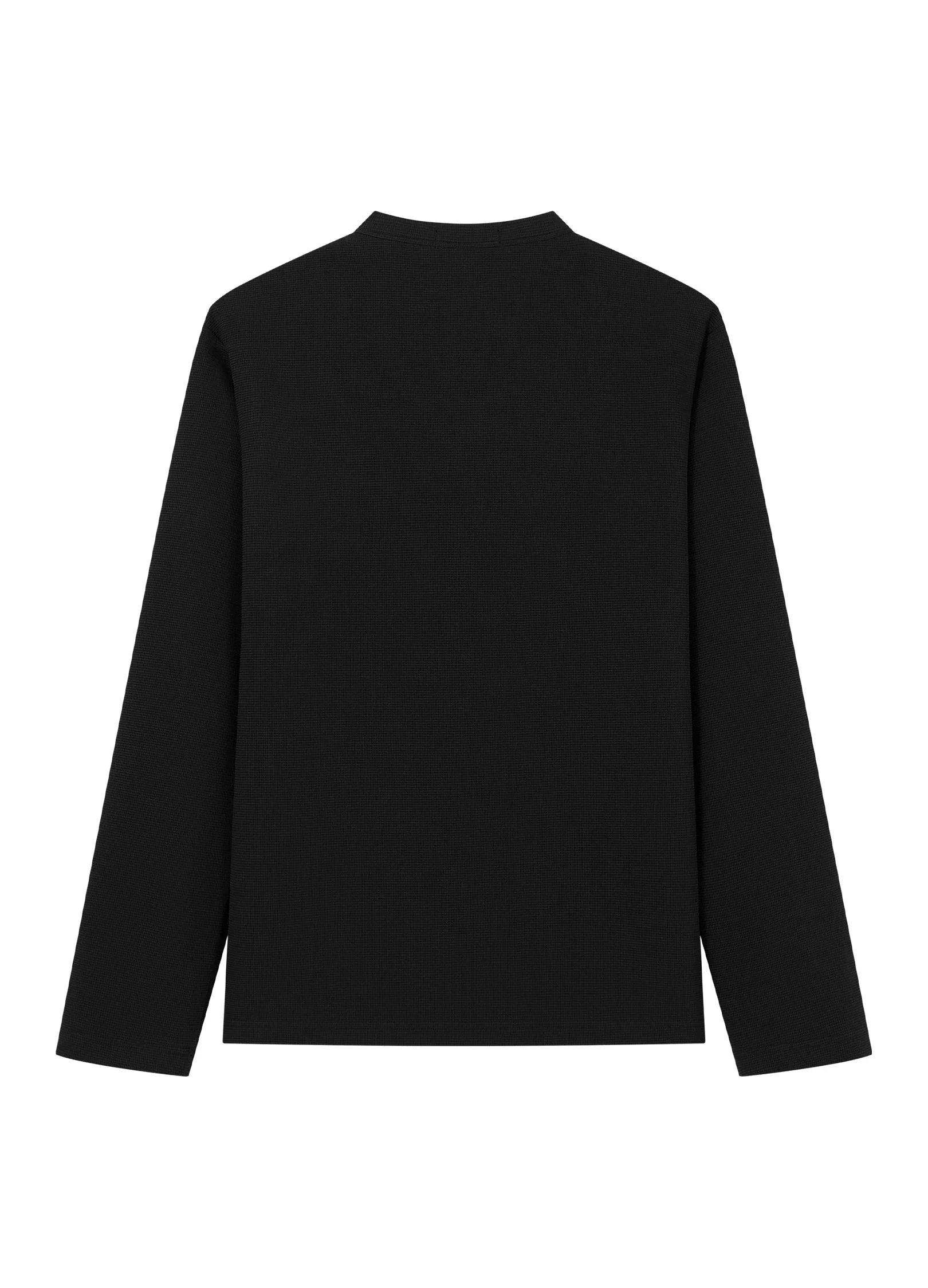 Unisex Waffle Knit Button-Up Long Sleeve Shirt - chiclara