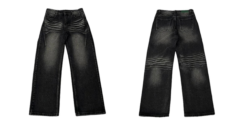 Relaxed Fit Vintage Wash Jeans - chiclara