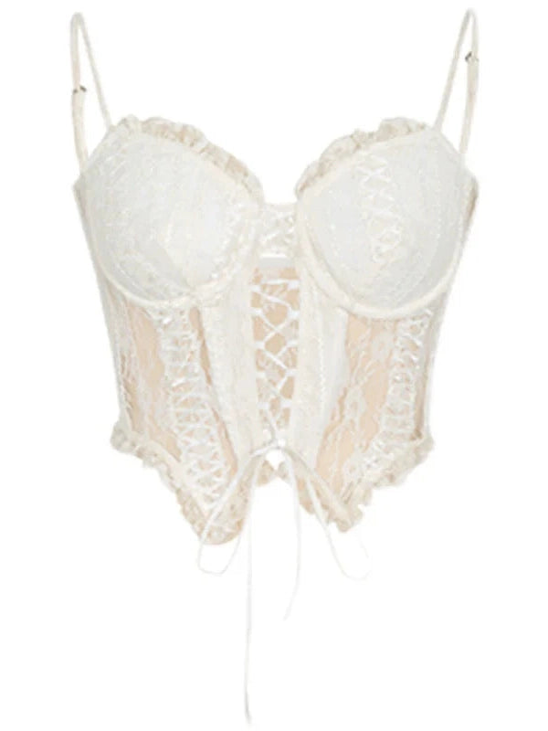 White Lace Bustier Corset Top
