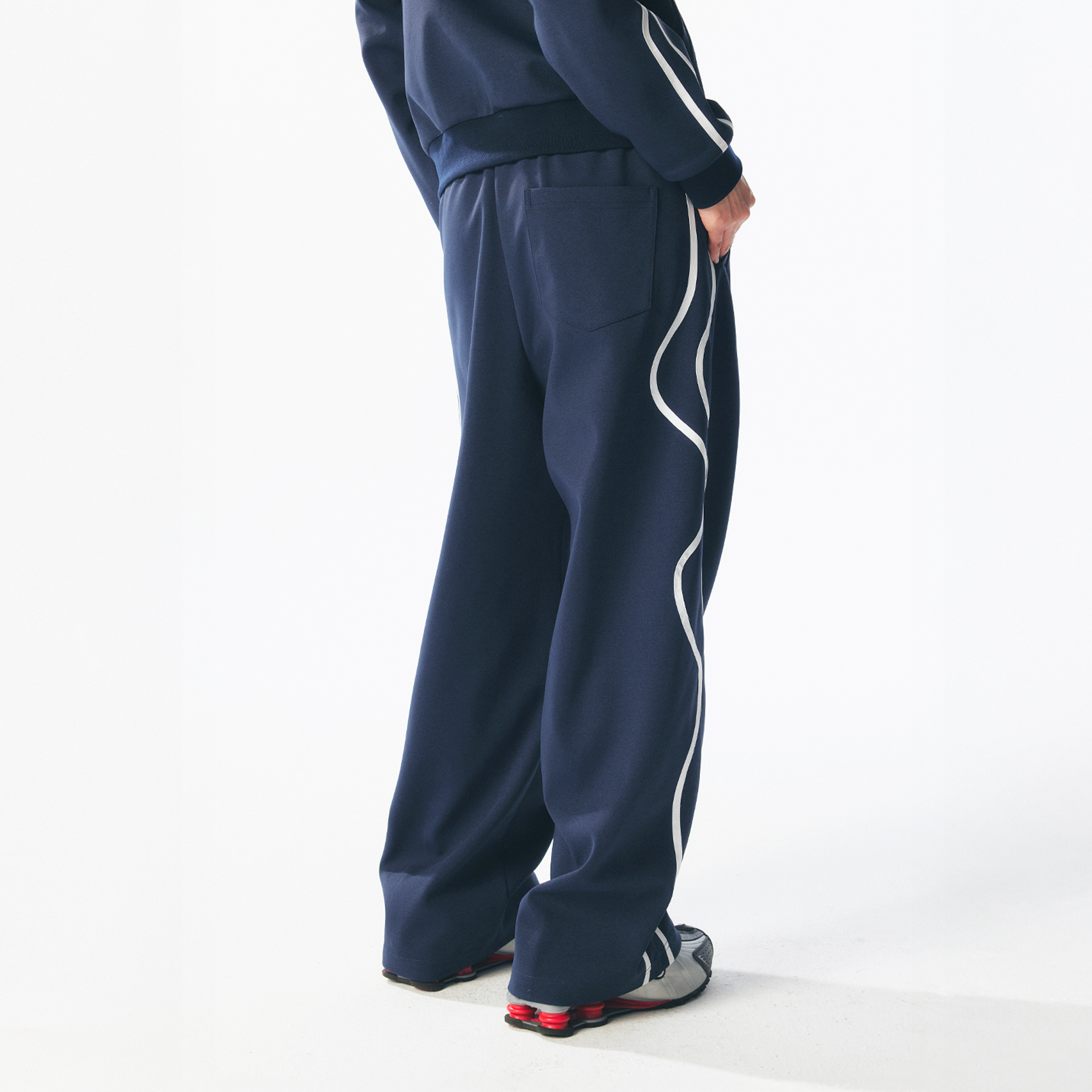Contrast Curved-Stripe Quick-Dry Track Pants