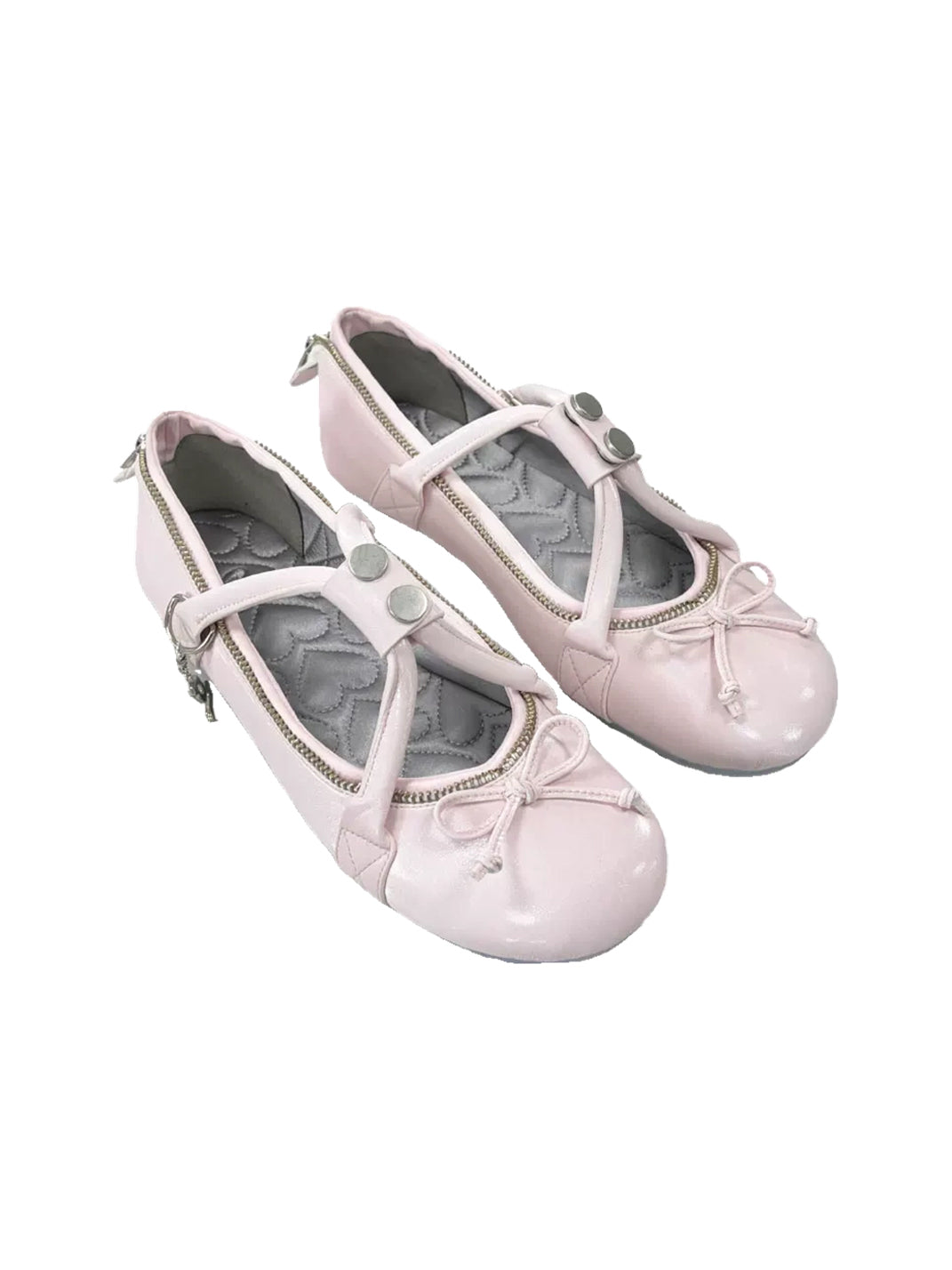 Zip-Detail Cross-Strap Bow Ballet Flats - view 9