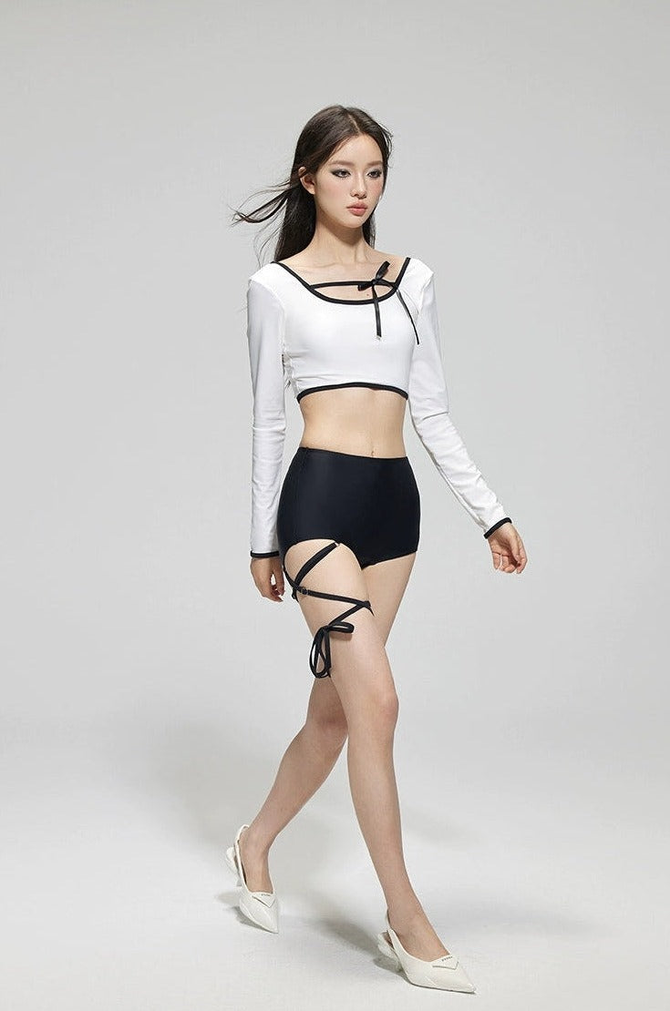 Black and White Strappy Crop Set