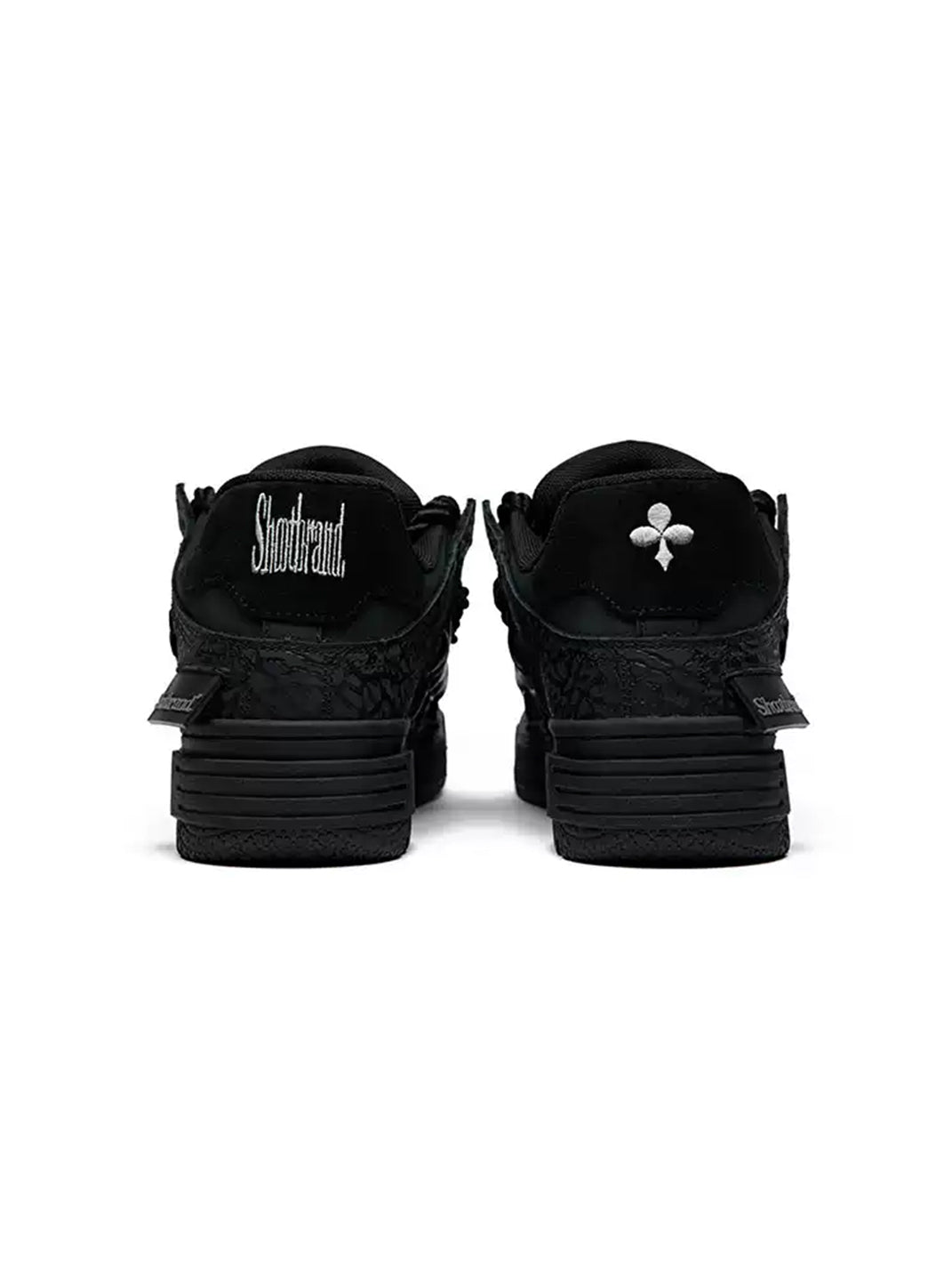 Tonal Black Fringed-Lace Platform Sneakers - view 5